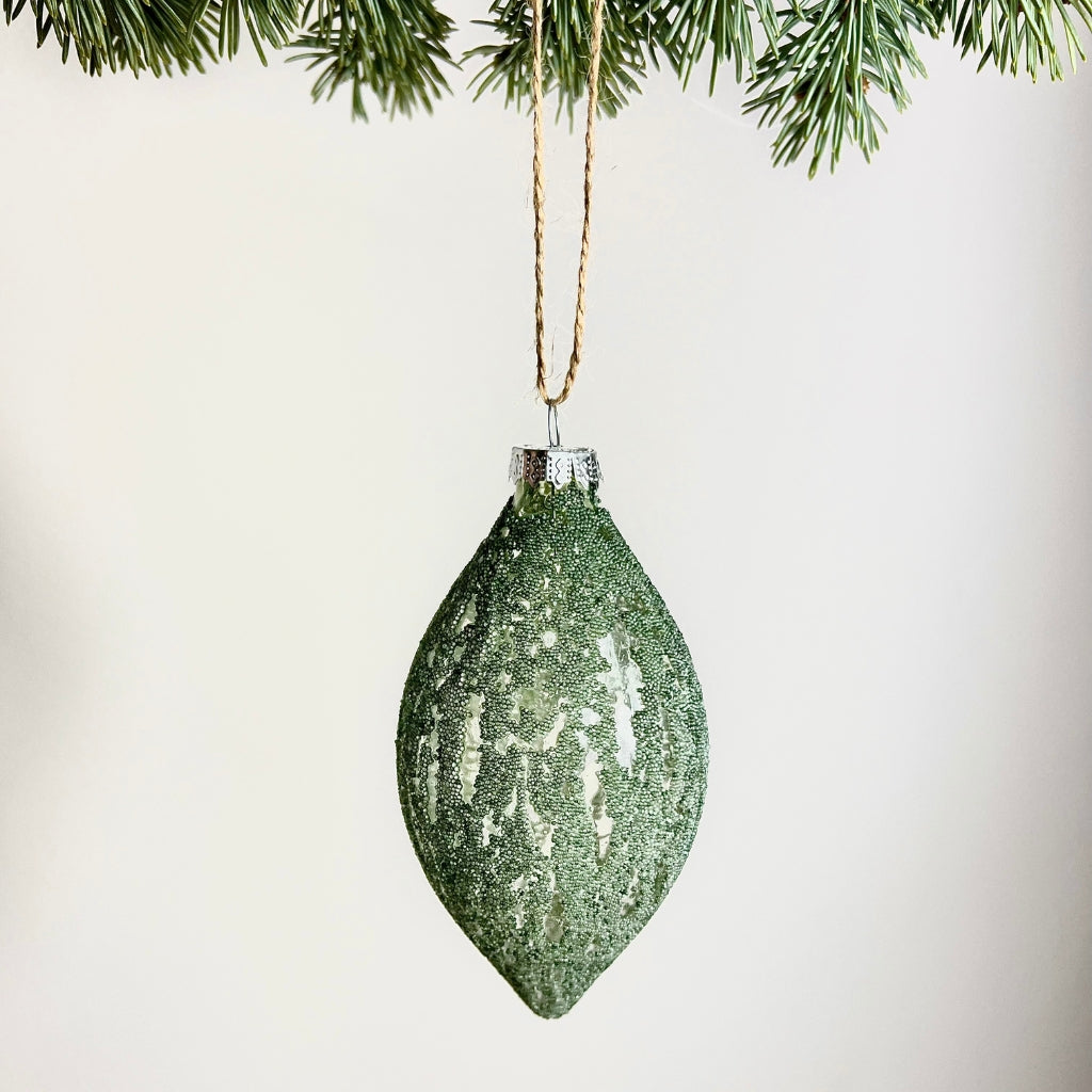 Charity üveg karácsonyfadísz 12.5cm gránitzöld