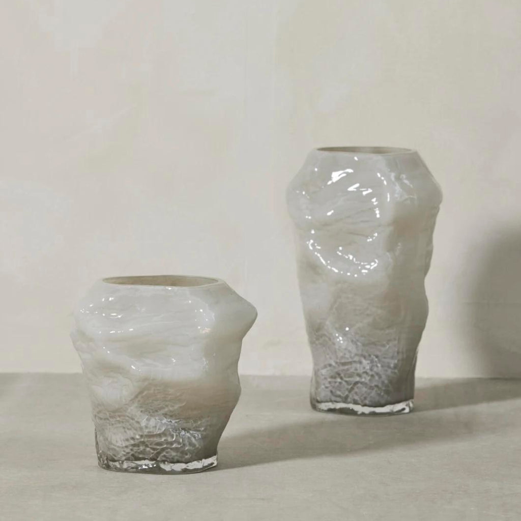 Marinella üveg váza 19.5cm ezüstszürke