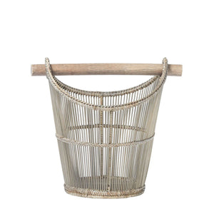 Norah natúr rattan–bambusz kosár – 41,5×30×37 cm