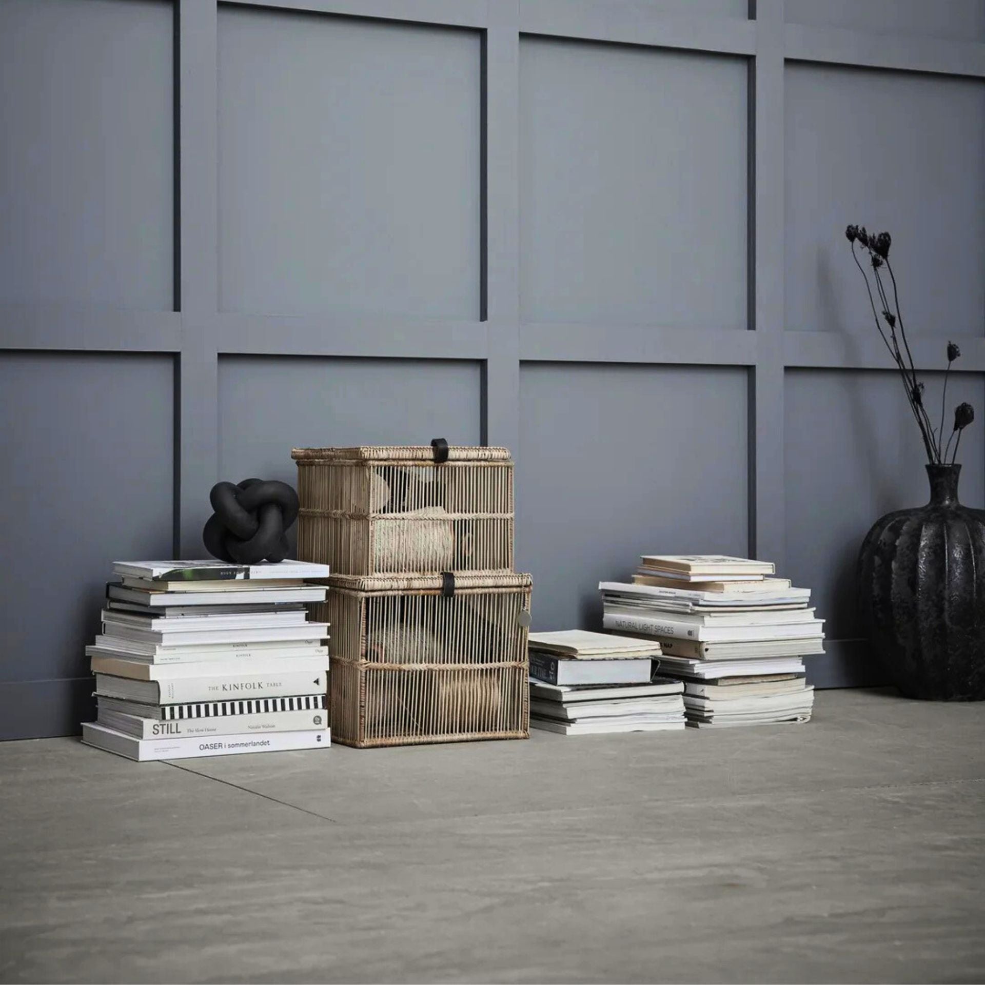 Norah natúr rattan fedeles tároló kosár szett – 2 db