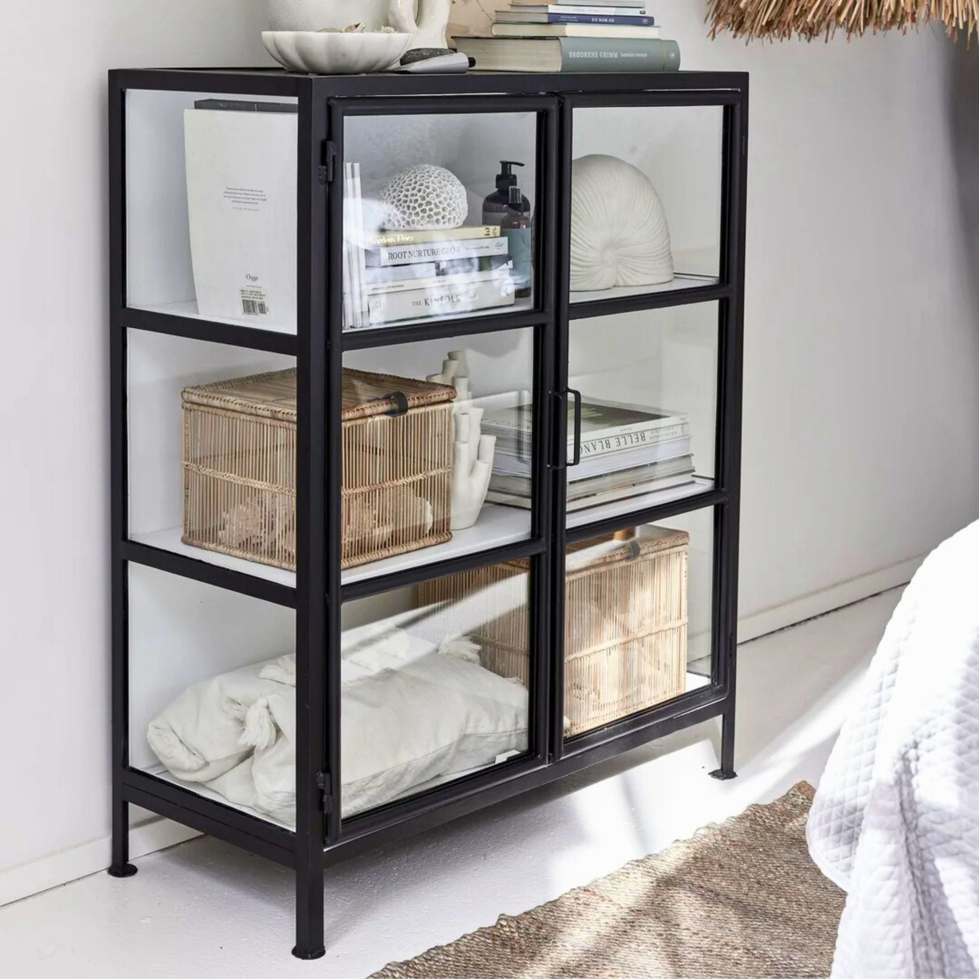 Norah natúr rattan fedeles tároló kosár szett – 2 db