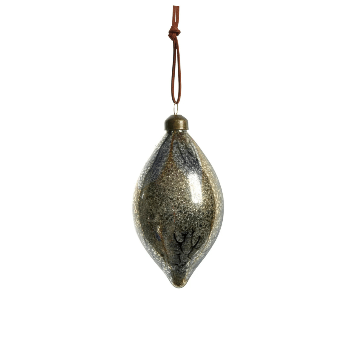 Nosille üveg karácsonyfadísz 12cm ezüst/bronz
