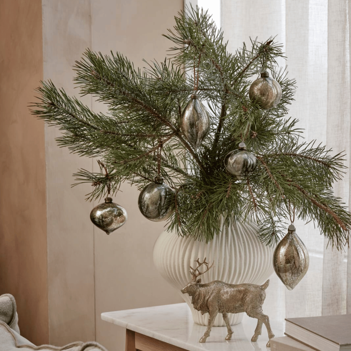 Nosille üveg karácsonyfadísz 12cm ezüst/bronz