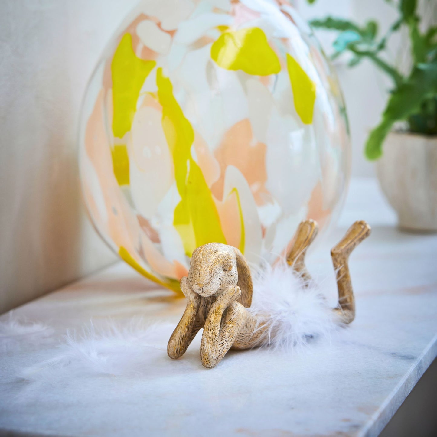 Semilla világos arany balerina nyúl figura fekvő – 8,4 cm