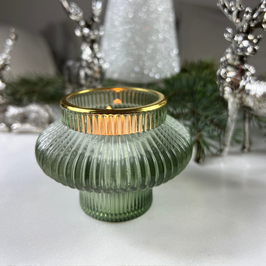 Sivia üveg mécsestartó 6cm jégzöld