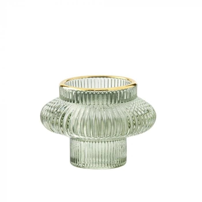 Sivia üveg mécsestartó 6cm jégzöld