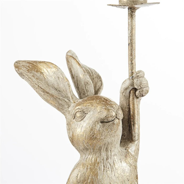 Semina nyúl figura gyertyatartó 18cm világos arany
