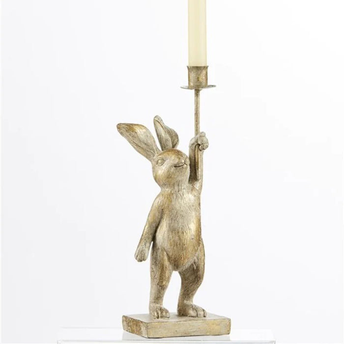Semina nyúl figura gyertyatartó 18cm világos arany