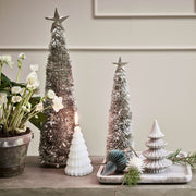 Almine ezüst üveg dekor karácsonyfa – 31 cm (csillaggal)