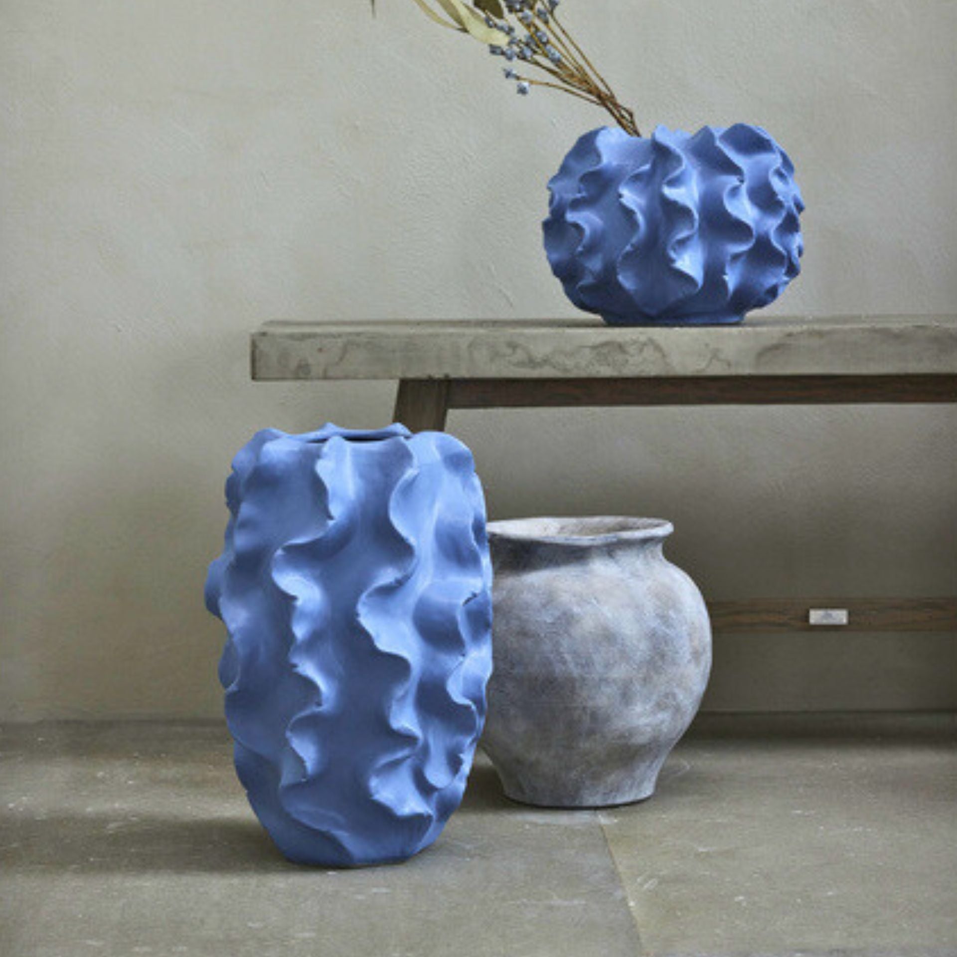 Anna antik szürke kerámia kaspó – 25,5 × 26,5 cm (kézműves)