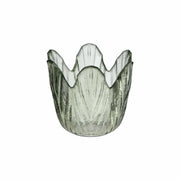 Caldaro zöld üveg mécsestartó – 7 cm (virágszirom formával)