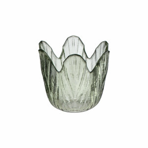 Caldaro zöld üveg mécsestartó – 7 cm (virágszirom formával)