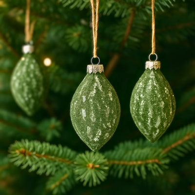 Charity gránitzöld üveg karácsonyfadísz szett – 4 db (12,5 cm, függeszthető)