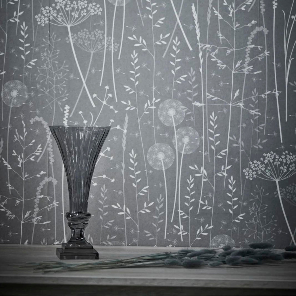 Ciselle üveg váza 31cm sötétszürke