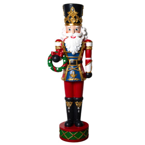 Connor piros–kék diótörő figura – 80 cm (koszorúval)