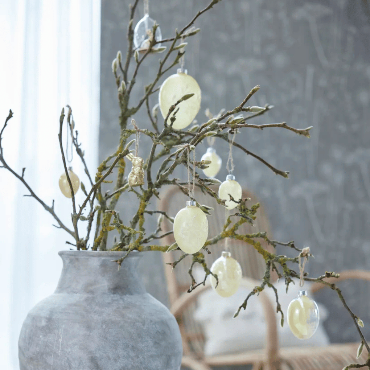 Emille függeszthető üveg tojás 11.6cm sárga