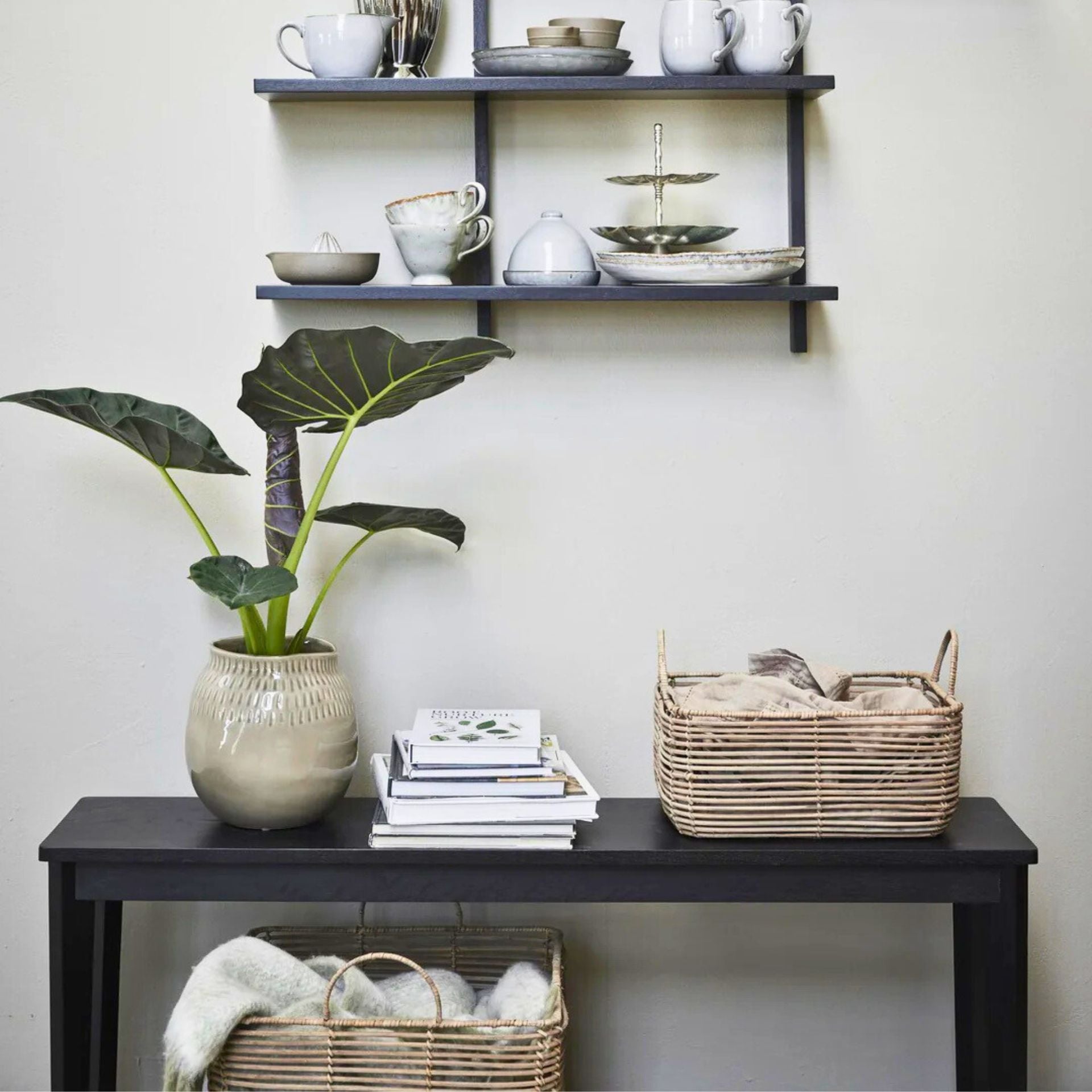 Harper natúr rattan tároló kosár szett – 2 db (40×33×24 cm és 35×28×24 cm, füles)