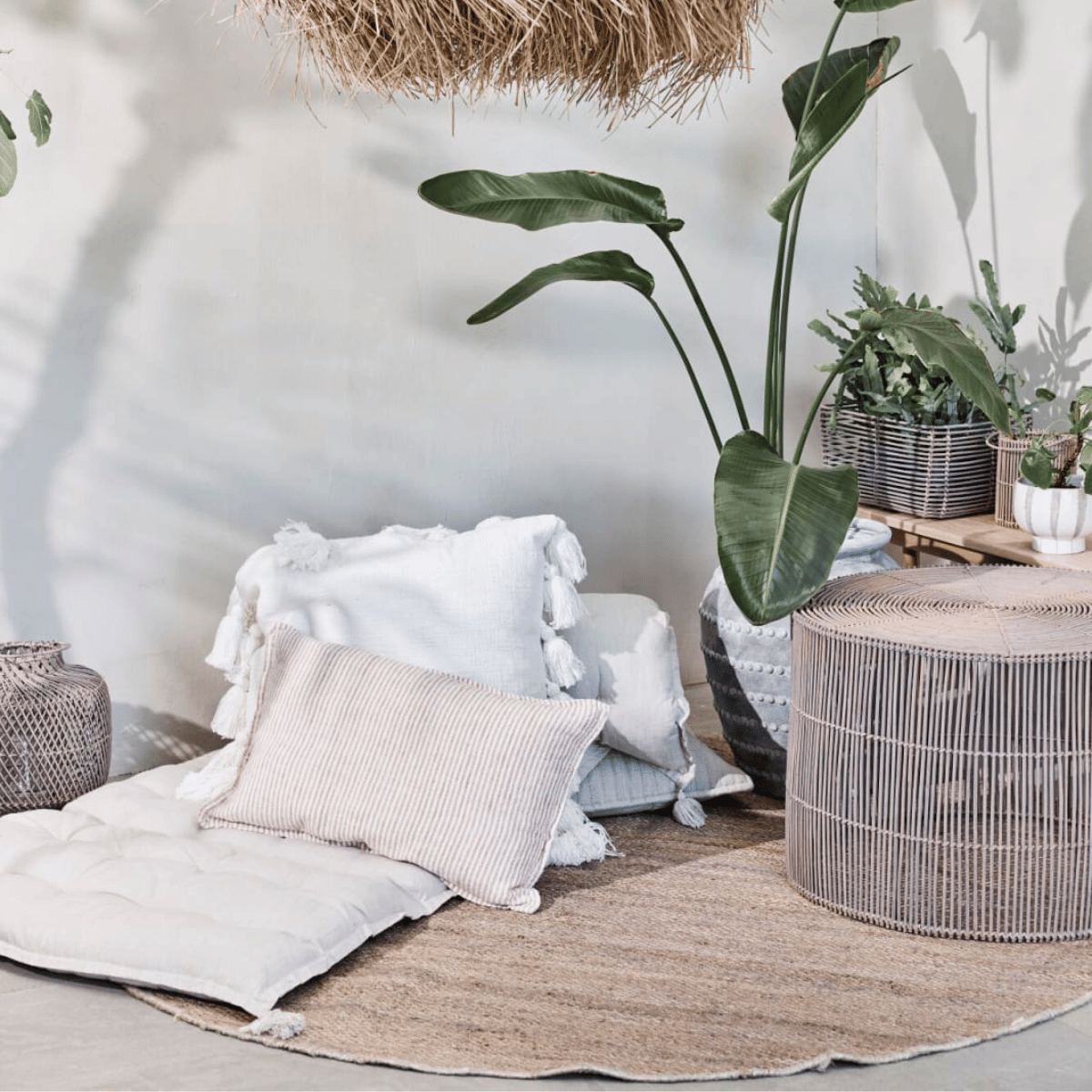 Harper rattan lerakóasztal szett 40-45cm natúr