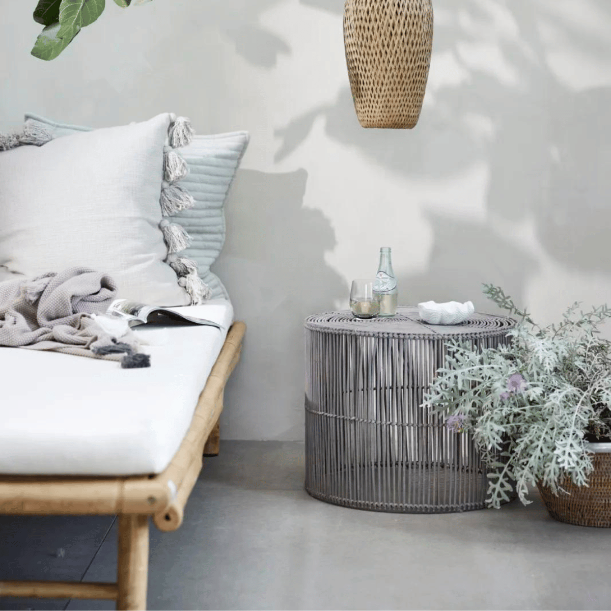 Harper rattan lerakóasztal szett 40-45cm natúr