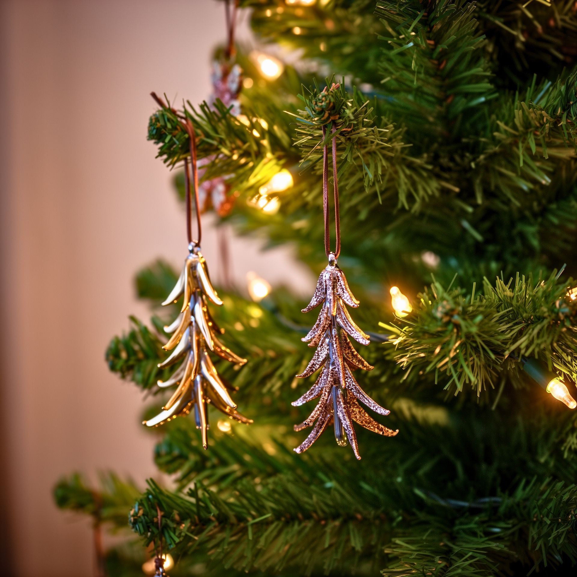 Juletre arany-barna üveg karácsonyfadísz szett – 12 cm (2 db, függeszthető)