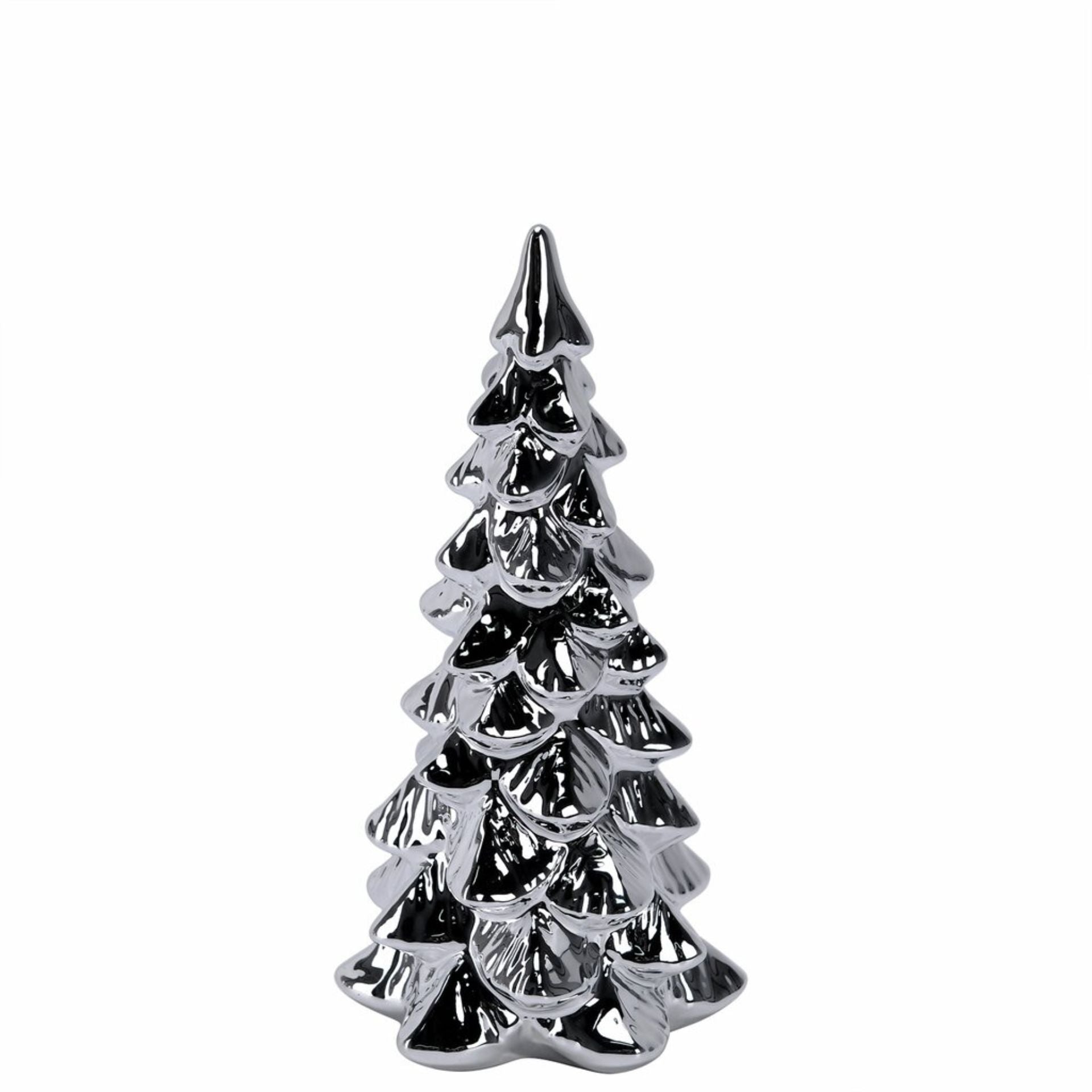 Juletre ezüst karácsonyfa figura – 19 cm (fényes felülettel)