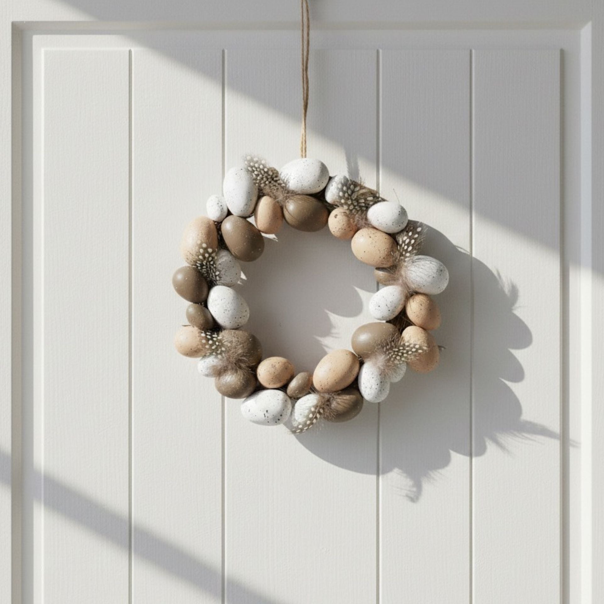 Krans barna-fehér tojás koszorú – 28 cm