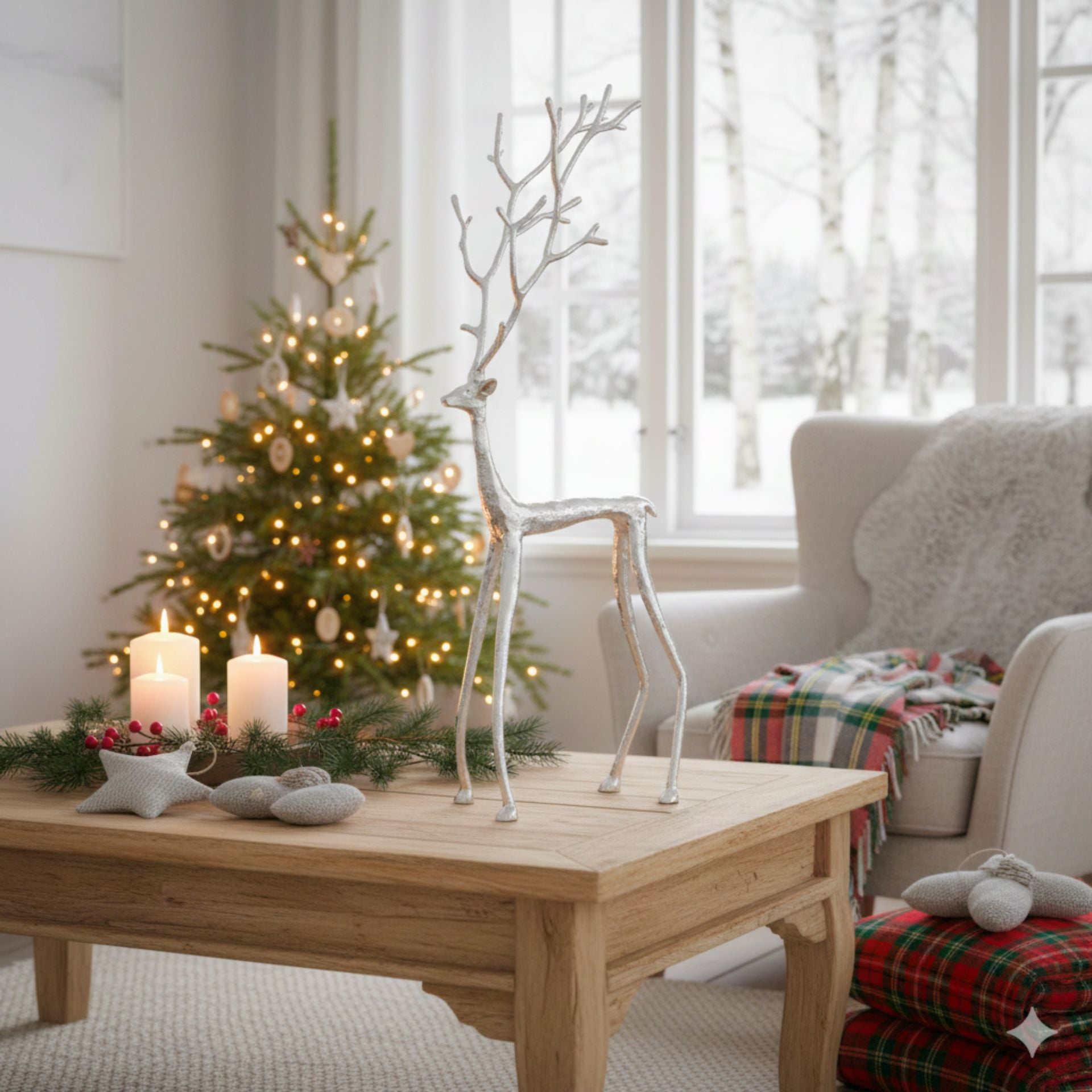 Marely ezüst szarvas dekoráció – 73 cm