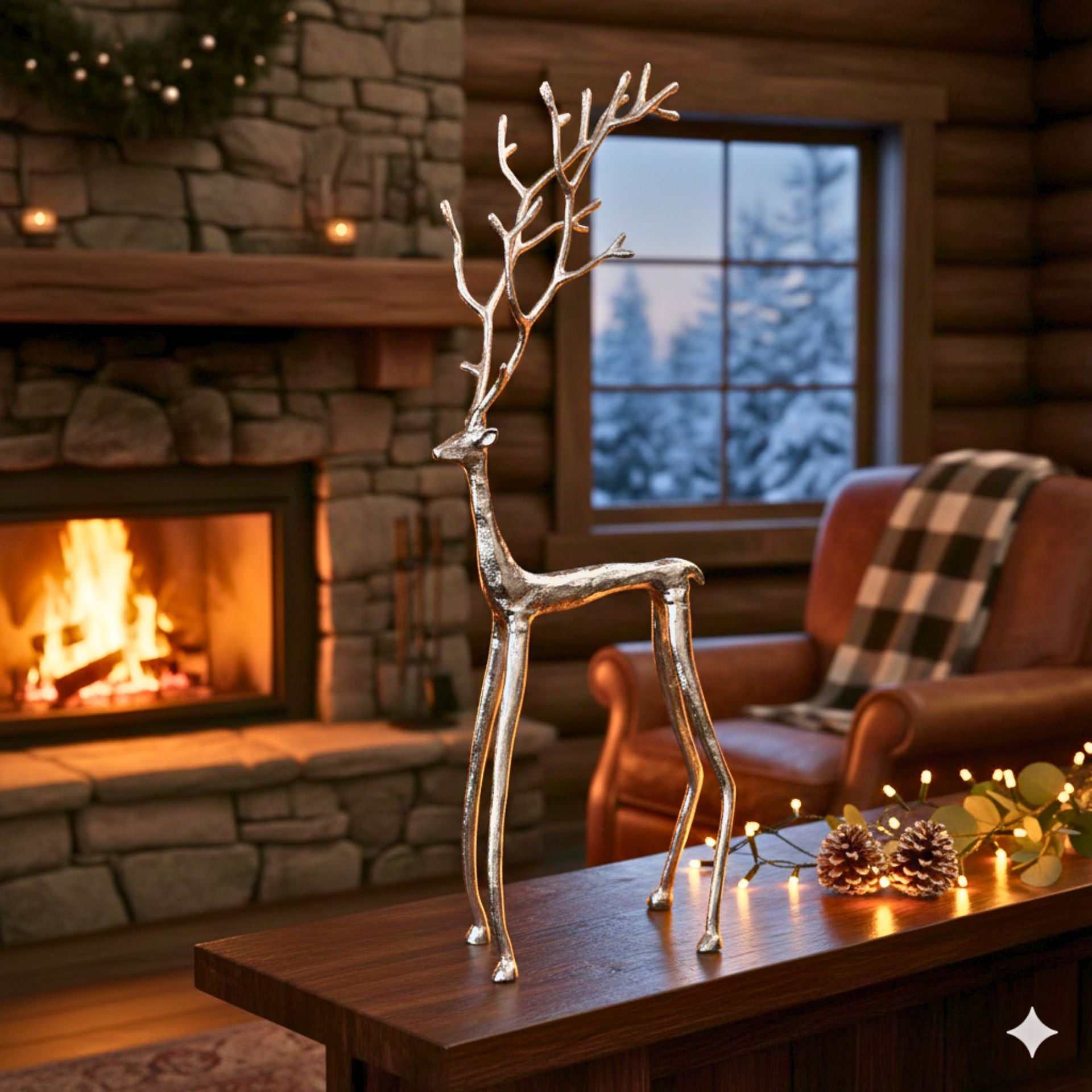 Marely ezüst szarvas dekoráció – 73 cm