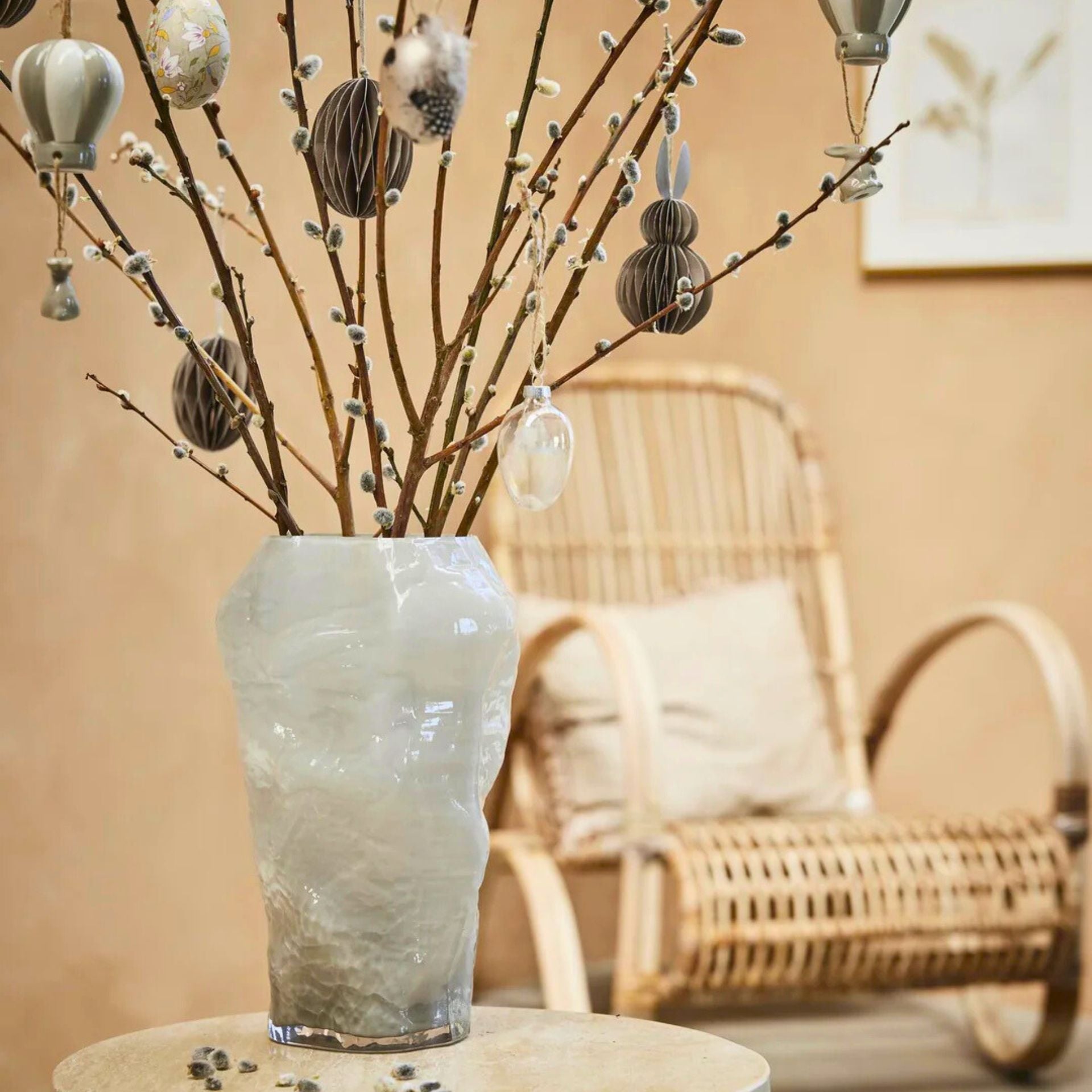 Marinella ezüstszürke üveg váza duoszett – 19,5 cm + 30,5 cm (organikus formájú)