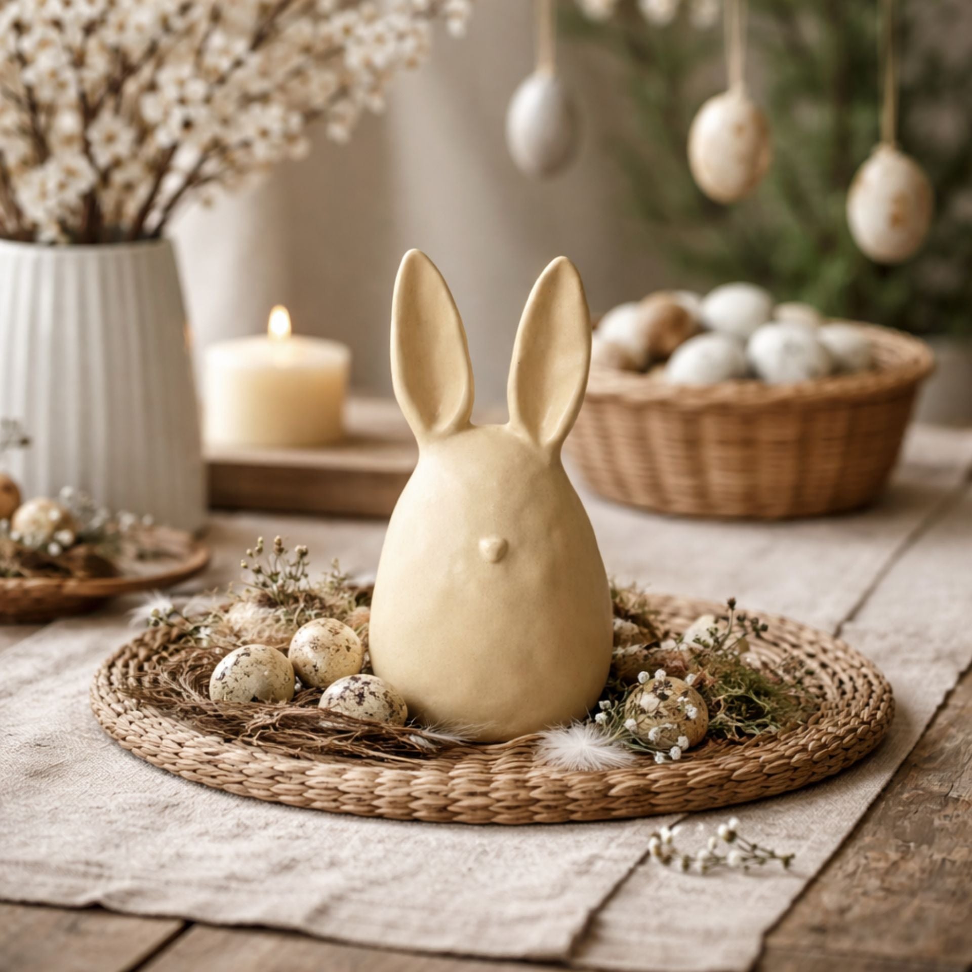 Nora sárga kerámia nyuszifej húsvéti dekoráció – 12.7 cm