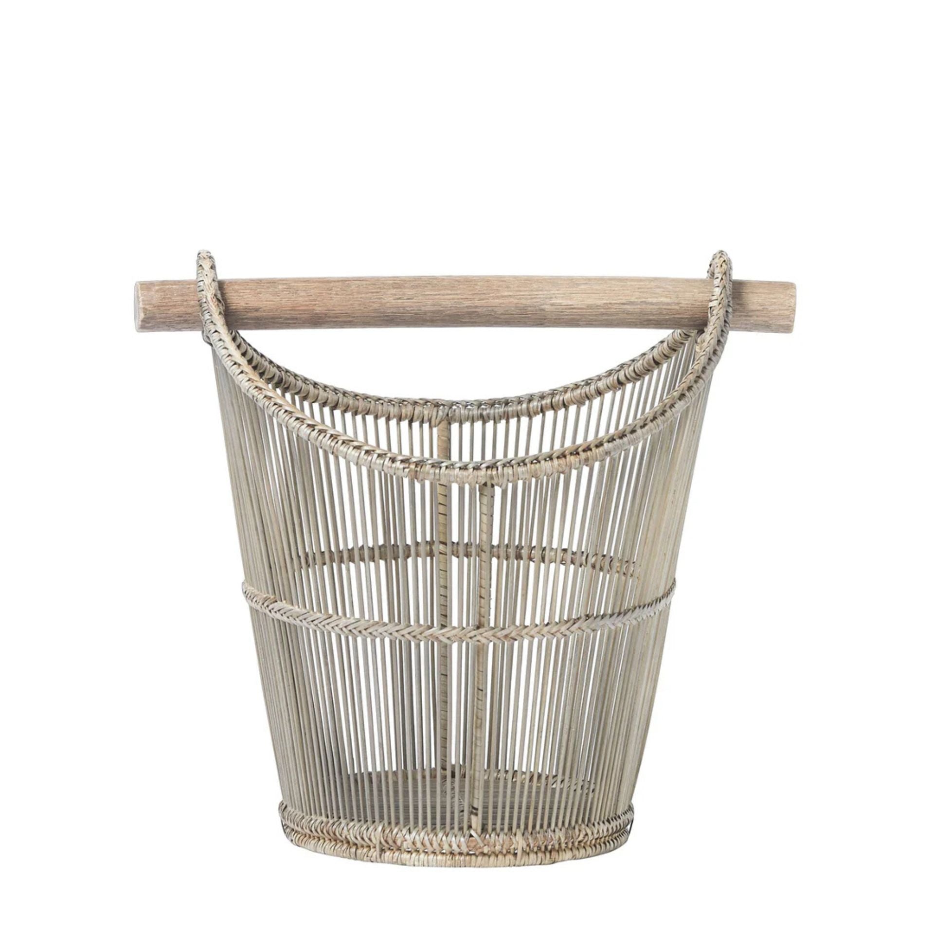 Norah natúr rattan–bambusz kosár – 41,5×30×37 cm
