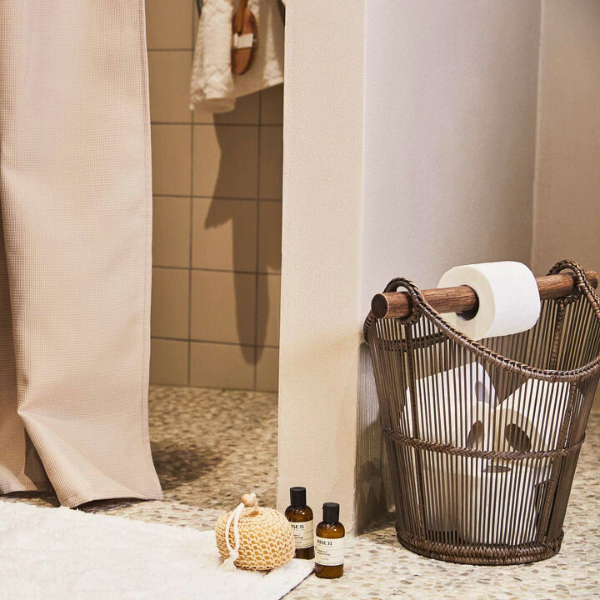 Norah natúr rattan–bambusz kosár – 41,5×30×37 cm