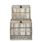 Norah natúr rattan fedeles tároló kosár szett – 2 db