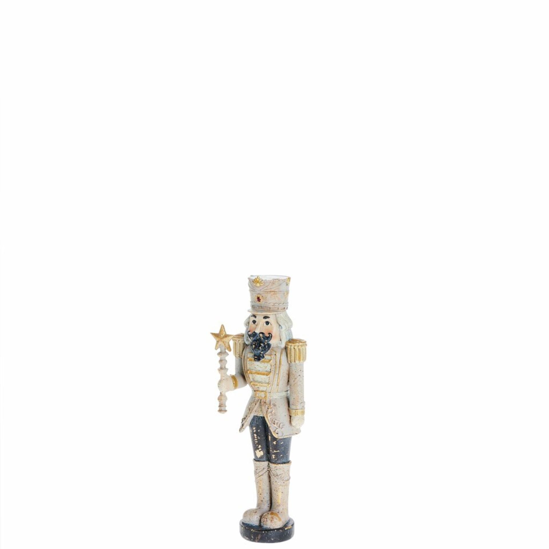 Nuttia karácsonyi diótörő figura – 20,5 cm (bézs-arany részletekkel)