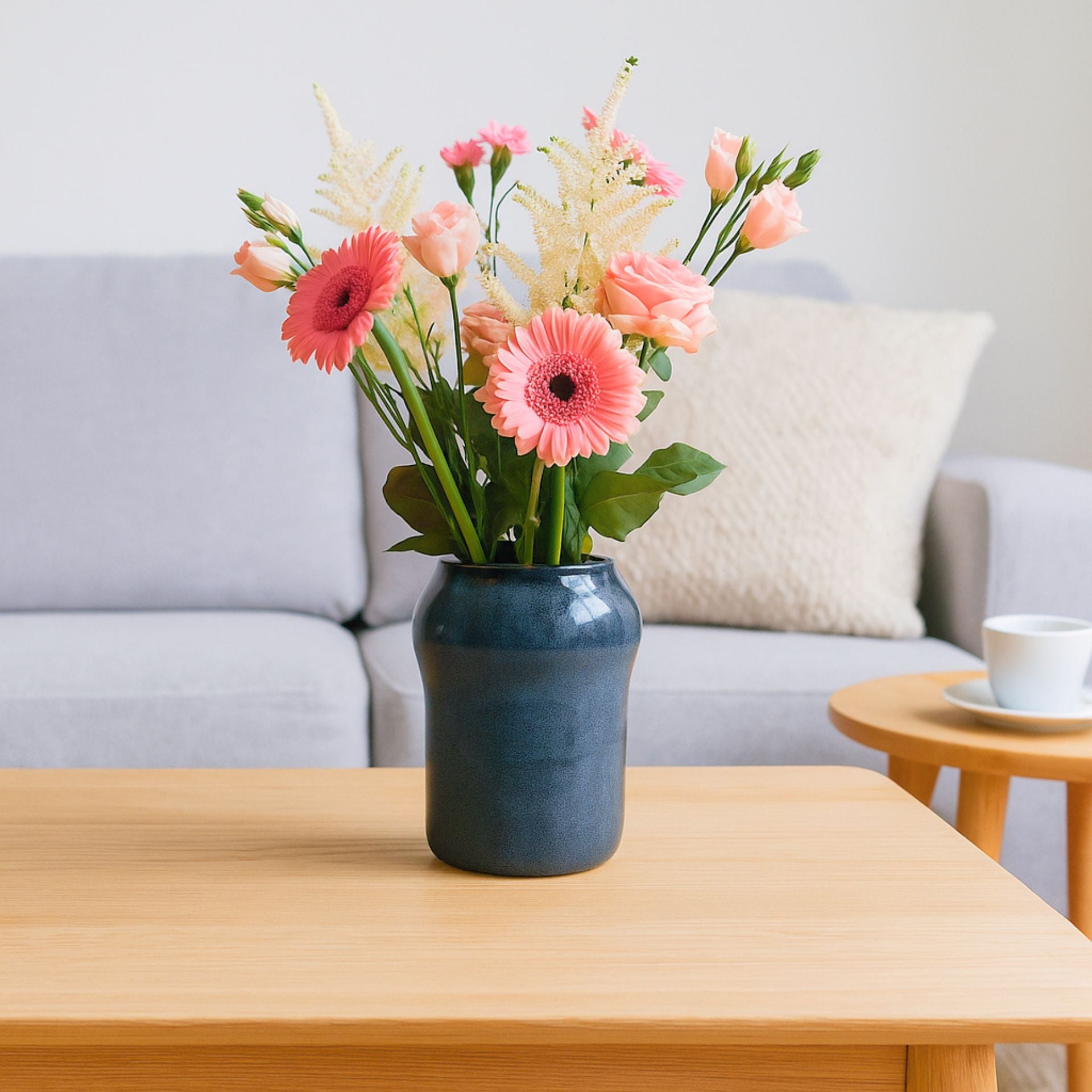 Onex sötétkék kerámia kaspó – 12×16 cm (kézműves máz)