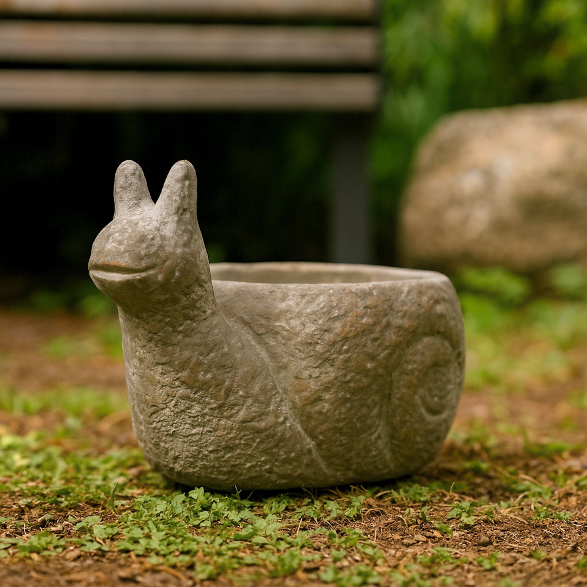 Onyx antik szürke cement kerti kaspó – 12 cm (csigaház formájú)