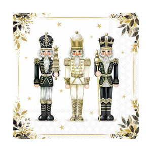 Royal fehér papír szalvéta diótörő mintával - 25x25cm