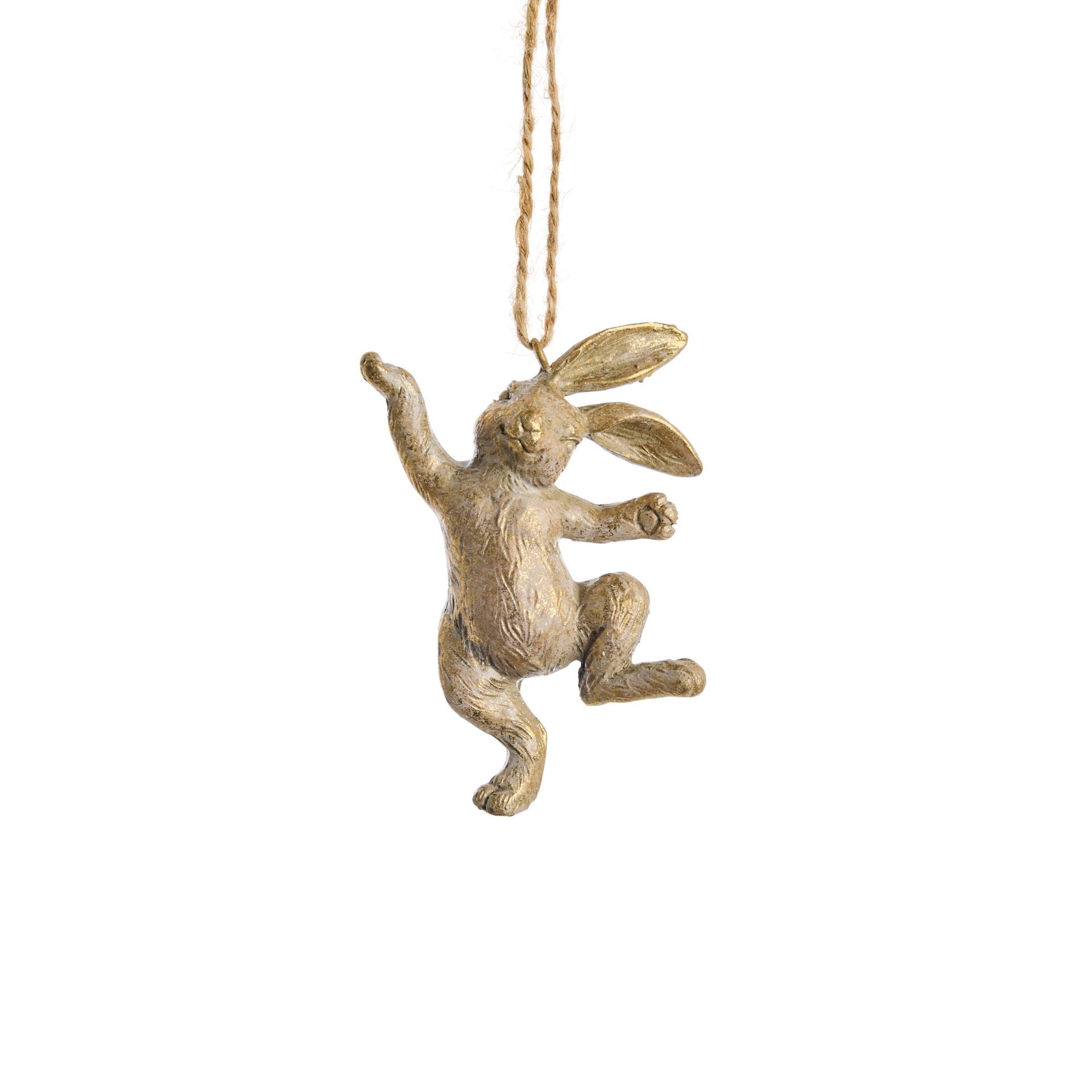 Selille világos arany húsvéti nyúl dekoráció – 9.5 cm (függeszthető)