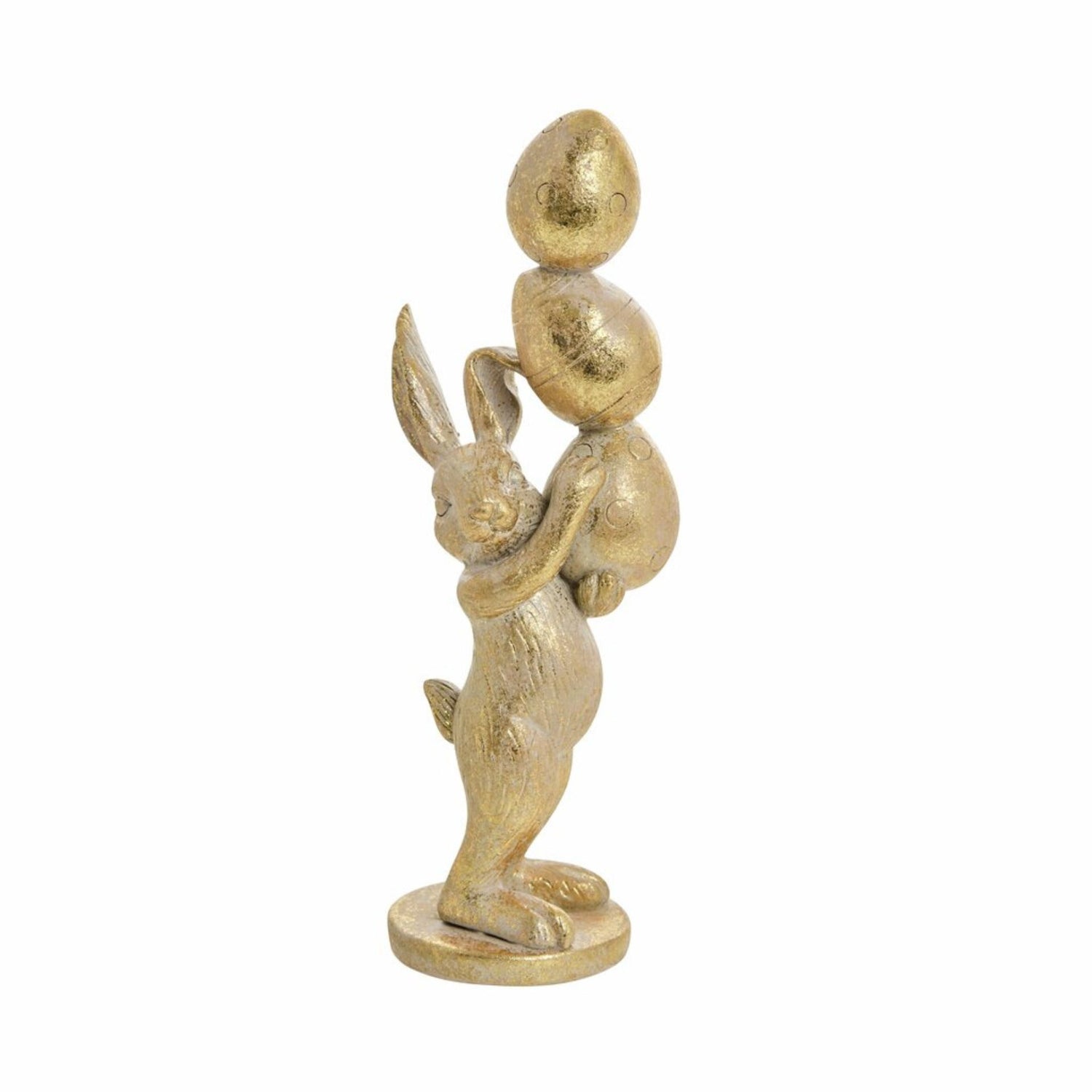 Selille világos arany tojásokat tartó nyúl figura – 16.5 cm