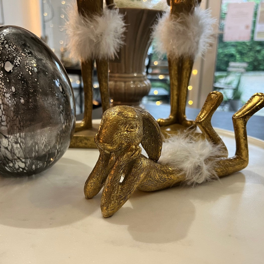 Semilla világos arany balerina nyúl figura fekvő – 8,4 cm