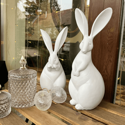 Sevelle fehér húsvéti nyúl dekoráció szett – 2 db (álló és ülő)