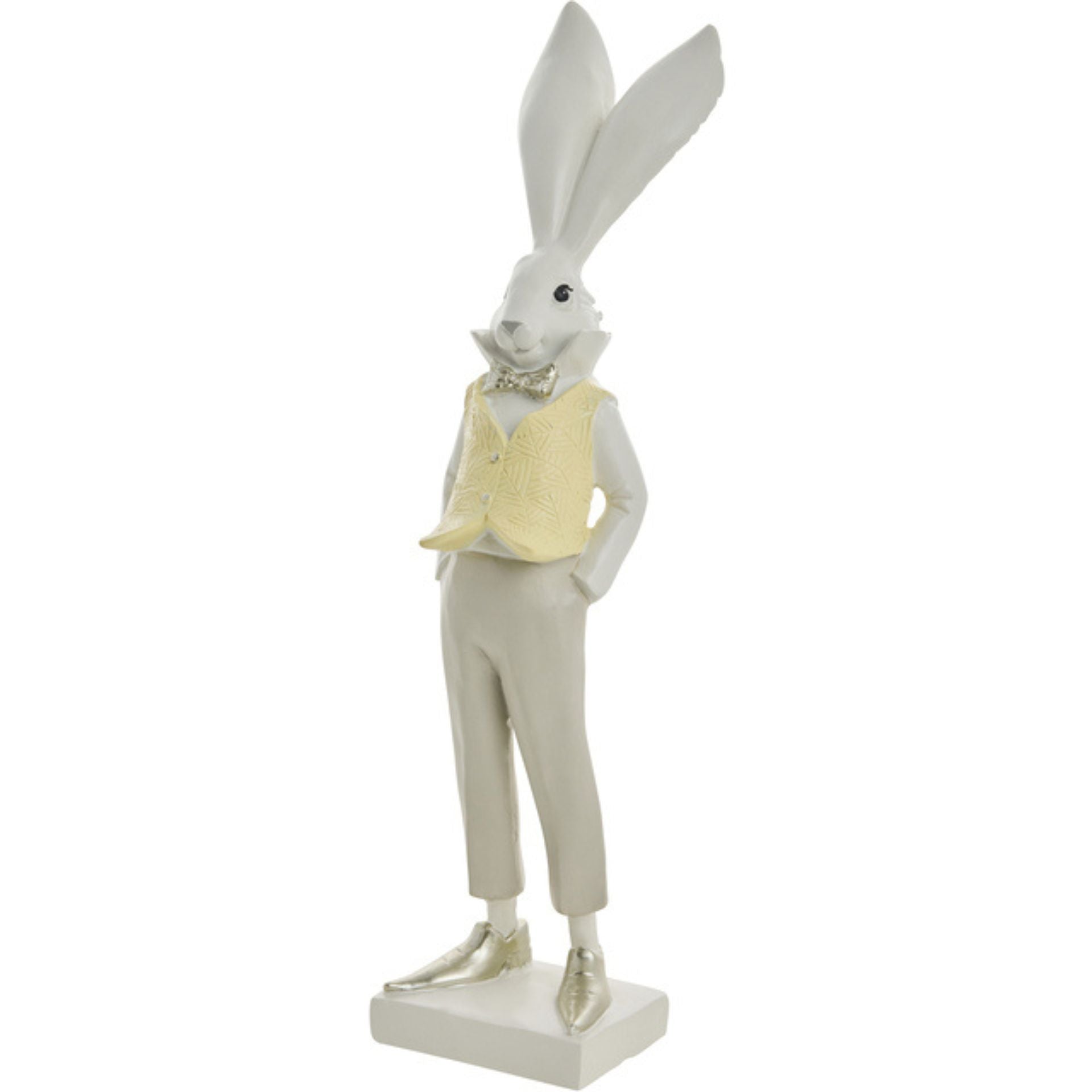 Sevia fehér pasztellsárga nyúl fiú dekoráció – 36 cm
