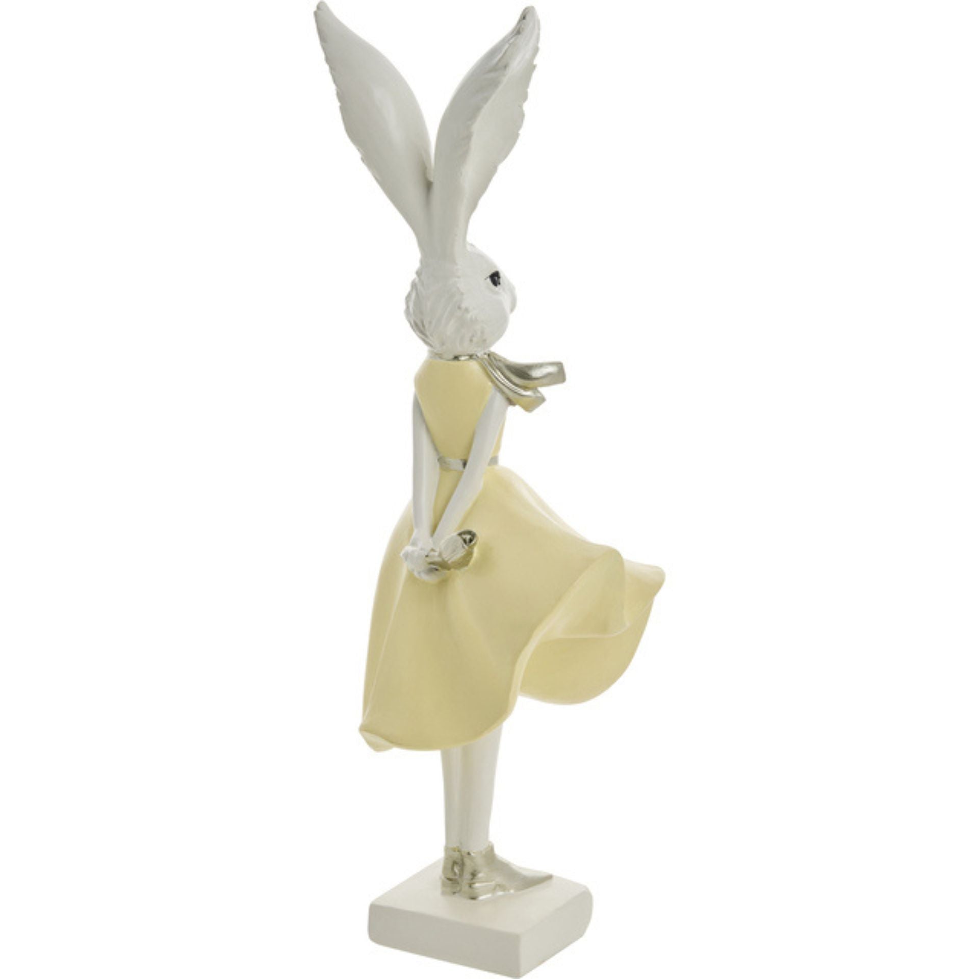 Sevia fehér pasztellsárga nyúl lány dekoráció – 36,5 cm