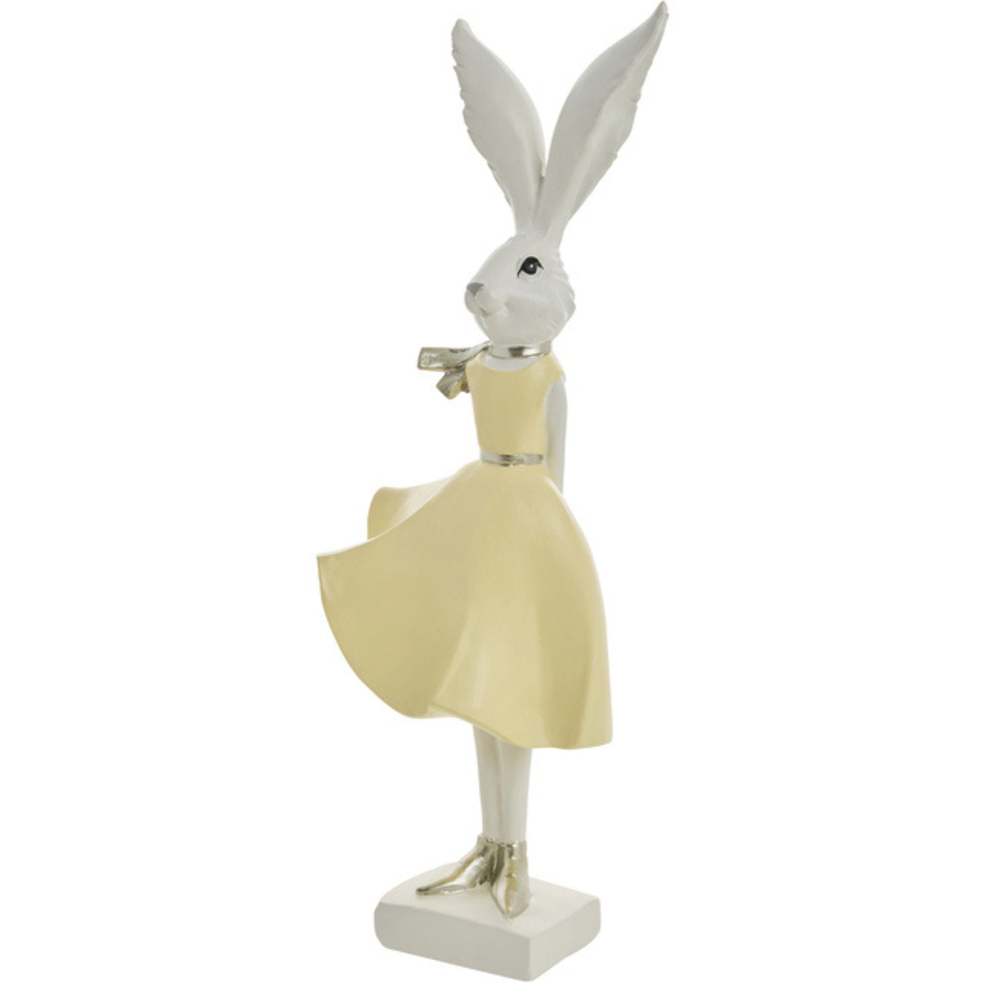 Sevia fehér pasztellsárga nyúl lány dekoráció – 36,5 cm