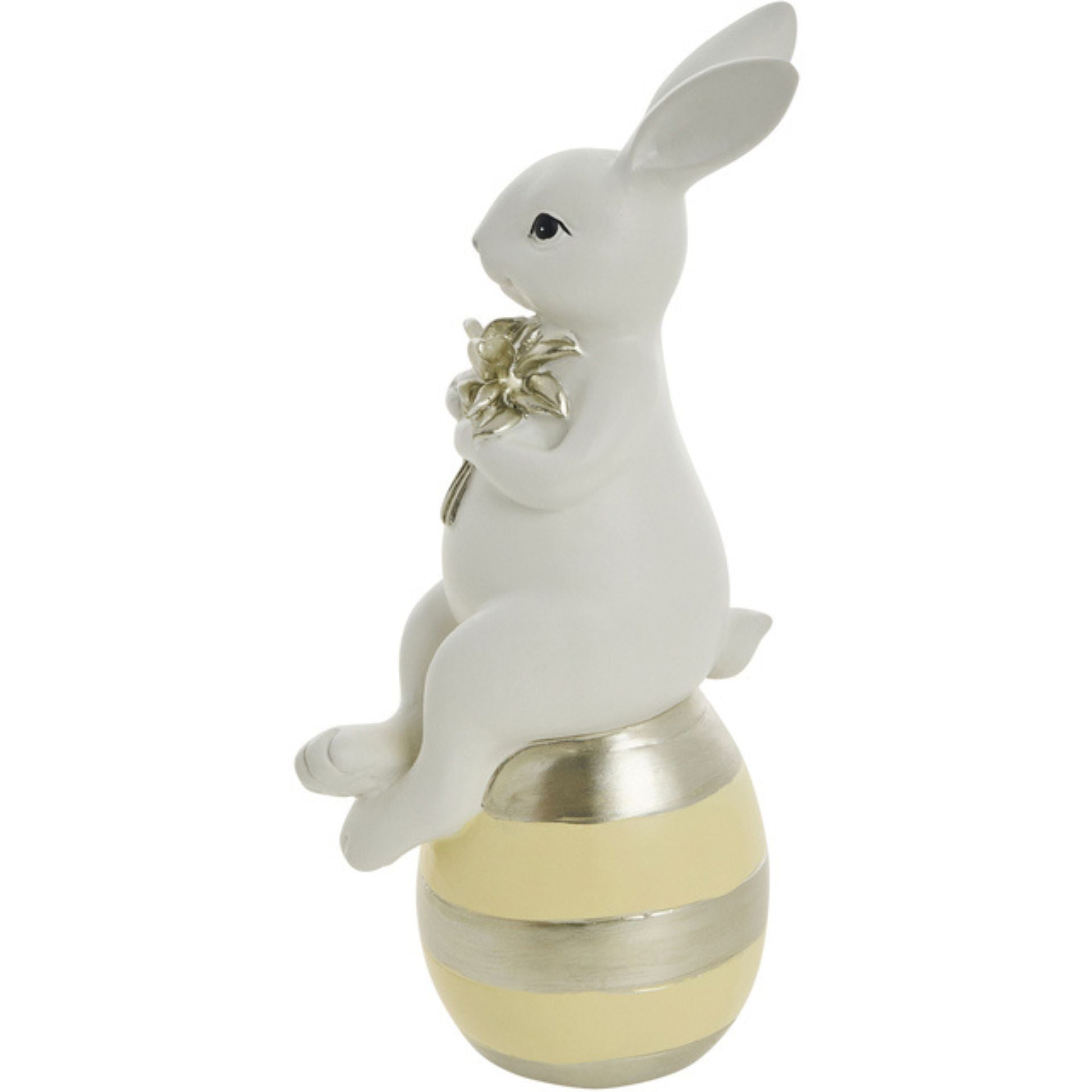 Sevinna fehér-sárga tojáson ülő nyúl figura – 20.5 cm