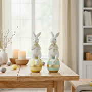 Sevinna fehér sárga arany húsvéti nyúl figura tojással – 20,5 cm