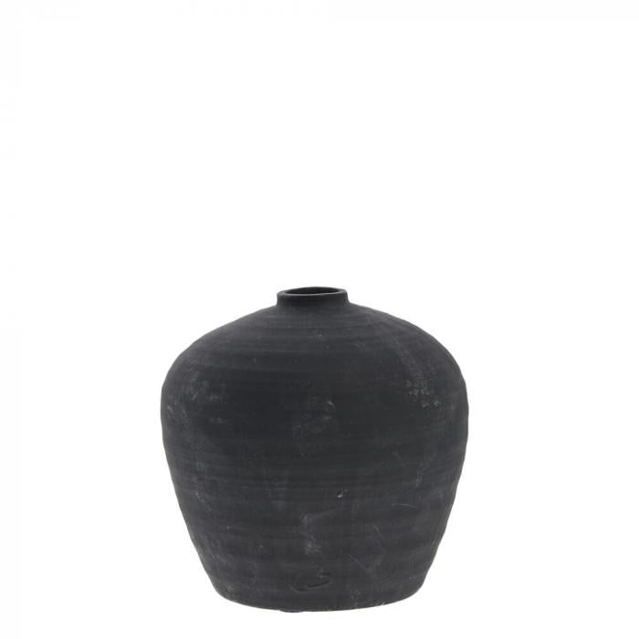 Catia kőedény dekorációs váza 21cm antik fekete