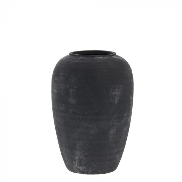 Catia kőedény dekorációs váza 27cm antik fekete