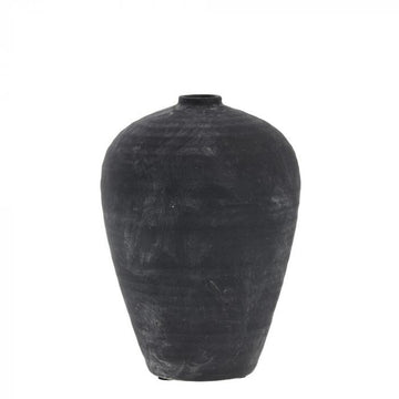 Catia kőedény dekorációs váza 30cm antik fekete
