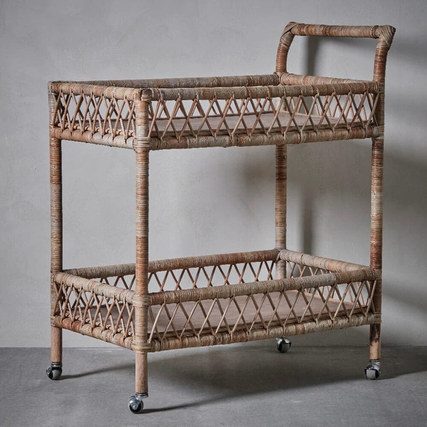 Lene Bjerre A00012418 zsúrkocsi Norah zsúrkocsi rattan 81cm - Freyja Home Decor